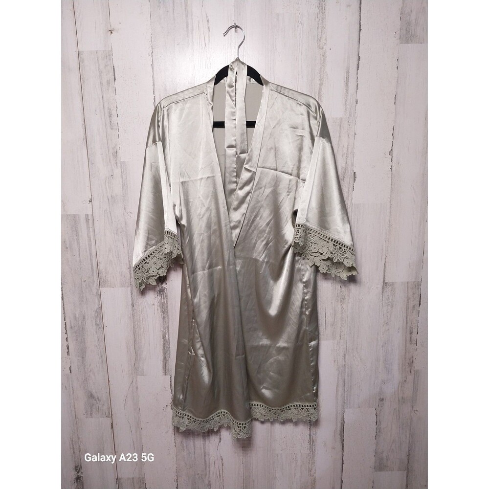 AW Bridal Green Satin Party Robe Size Medium